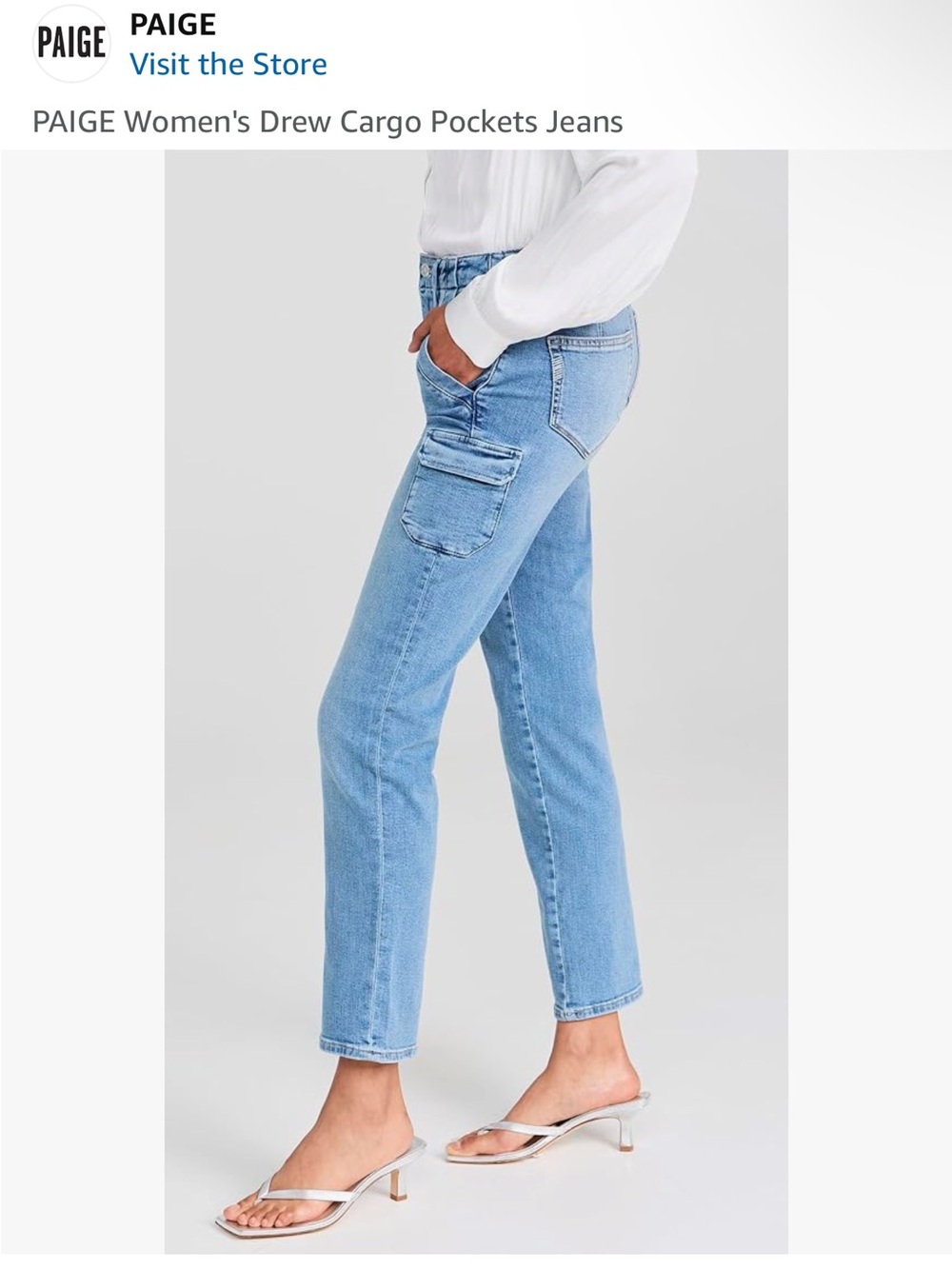 PAIGE Drew Cargo jeans in suli Blue Denim Jeans  EUC - Picture 4 of 8